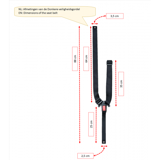 Bakfiets veiligheidsgordel riempje - gordel geschikt voor meeste gangbare bakfietsen
