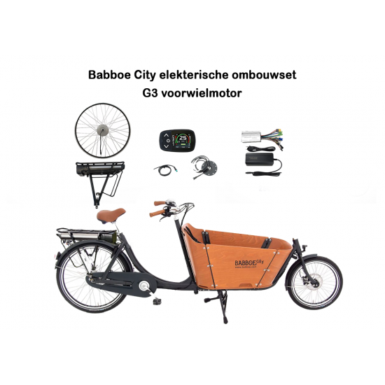 Babboe City bakfiets elekterisch ombouwset LYRA Voorwielmotor