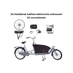 De fietsfabriek tweewieler bakfiets elekterisch ombouwset LYRA Voorwielmotor